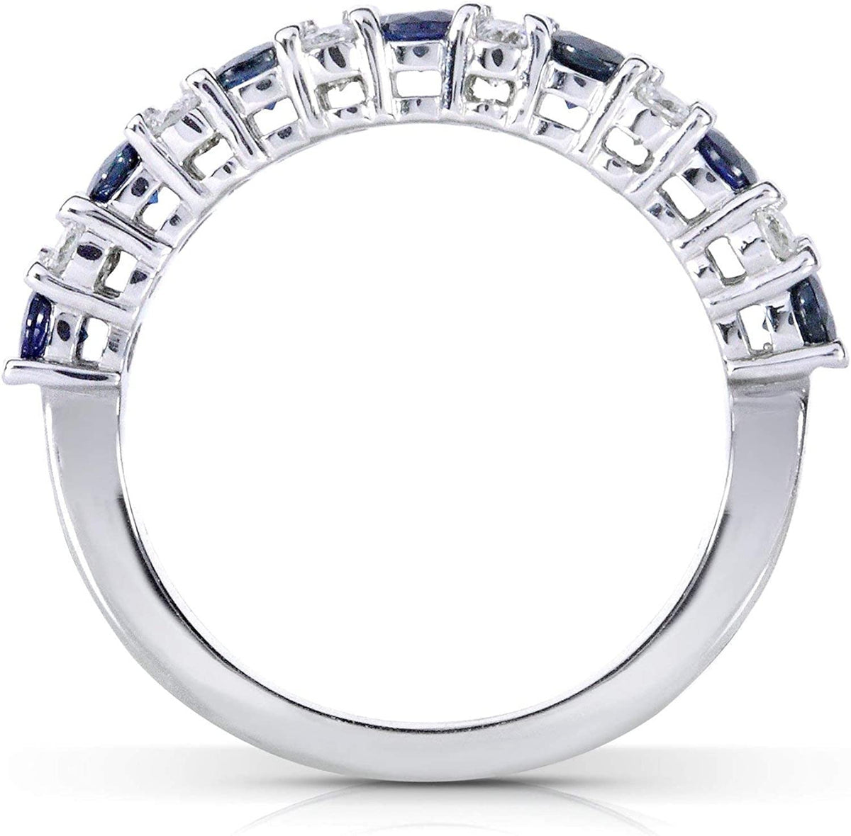 Diamond and Blue Sapphire Band 1 Carat (Ctw) in 14K White Gold