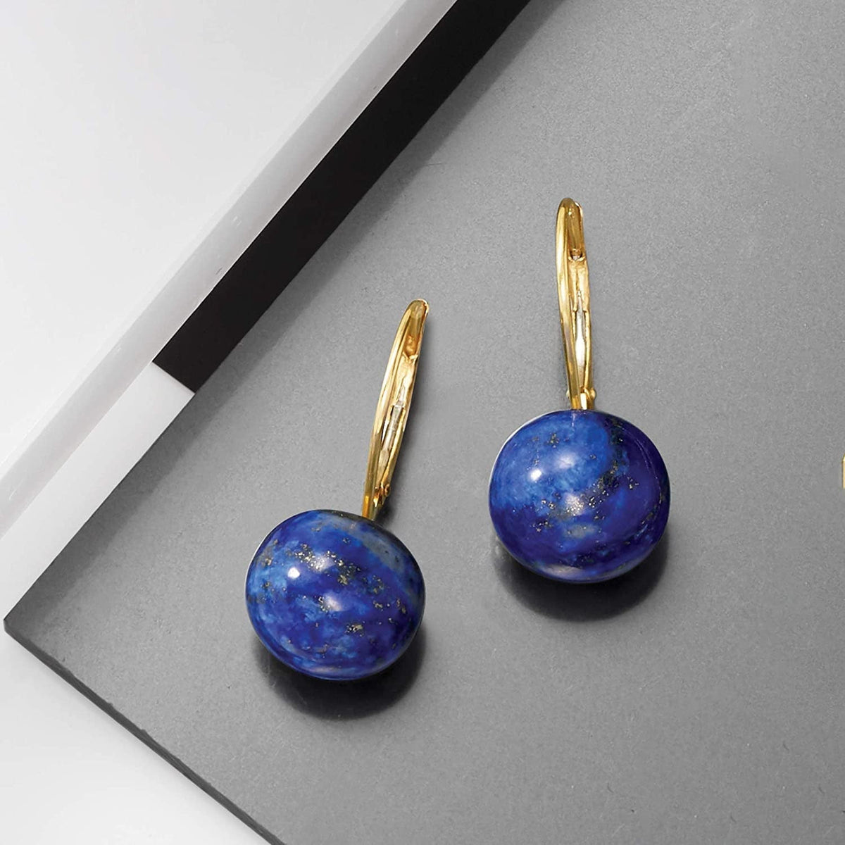 Lapis Earrings in 14Kt Yellow Gold