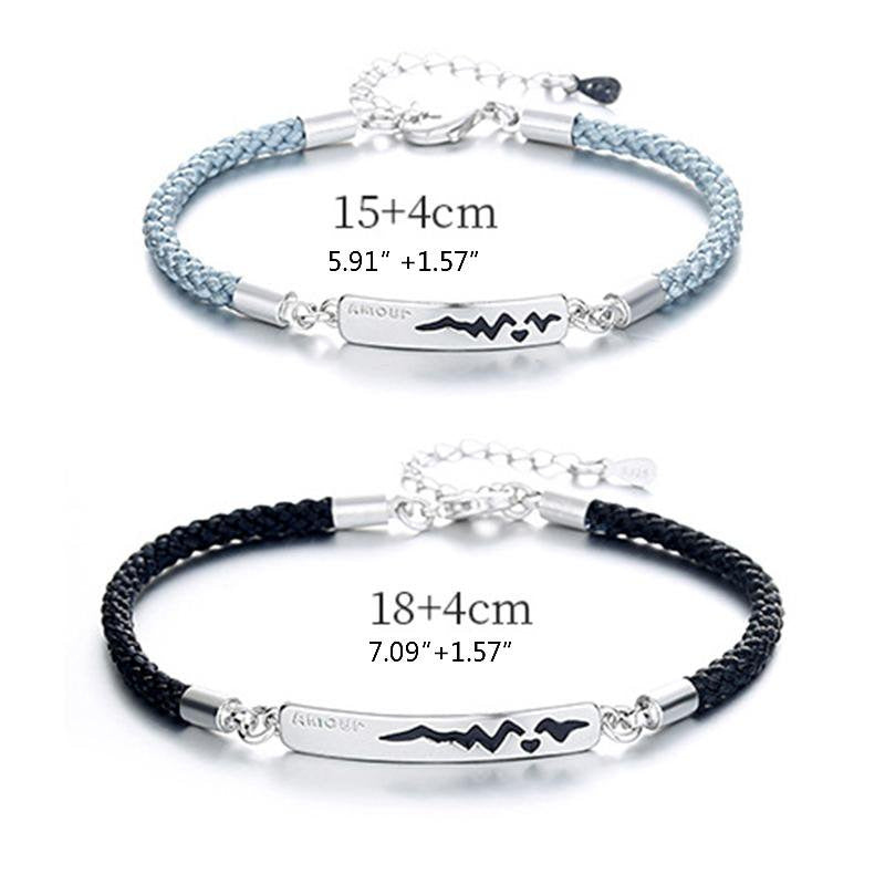 2 Pcs Alloy Couple Bracelets Bangles Adjustable Chain Wristband Temperature Chan