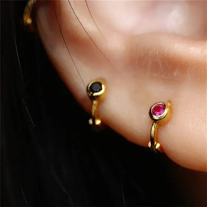 1PC Tiny Color Diamond Hoop Earrings Huggie Hoops Dainty Ear Bone Earrings