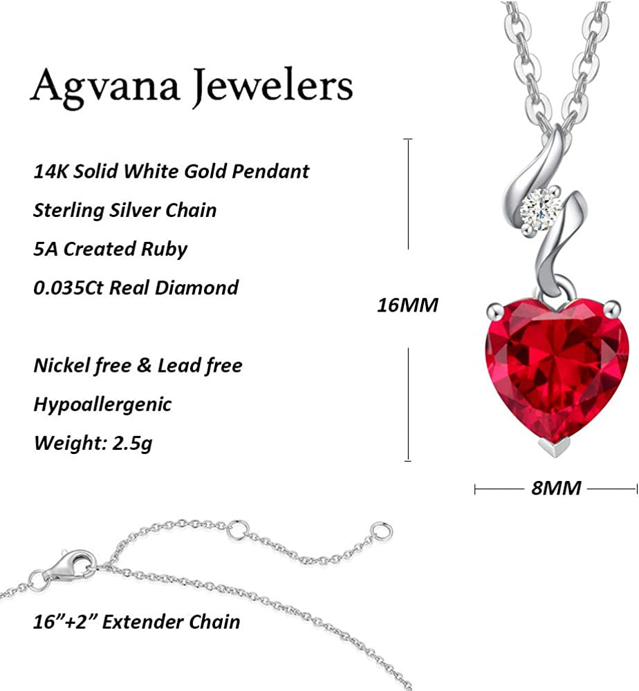 Valentines Day Gifts for Her 14K Solid White Gold Diamond Genuine or Created Gem