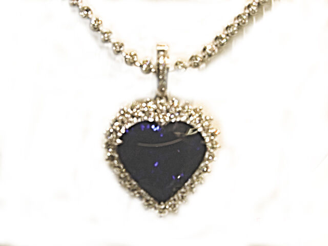 HEART SHAPE TANZANITE PENDANT NECKLACE DIAMOND ROUND BRILLIANT SHAPE CHAIN