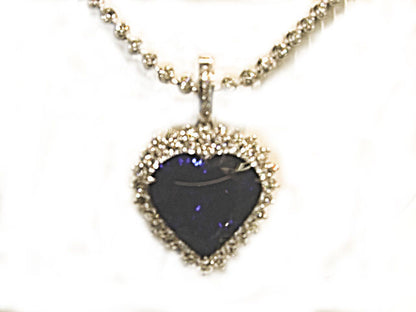 HEART SHAPE TANZANITE PENDANT NECKLACE DIAMOND ROUND BRILLIANT SHAPE CHAIN