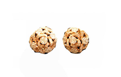 ROSE GOLD DIAMOND SWIRL EARRING SET WITH DIAMOND ROUND BRILLIANT SHAPE HUGGIE