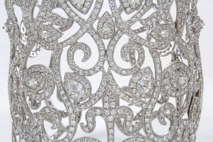 DIAMOND ROUND BRILLIANT PEAR SHAPE BIG CUFF DIAMOND SET PRONG BEZEL SET BANGLE