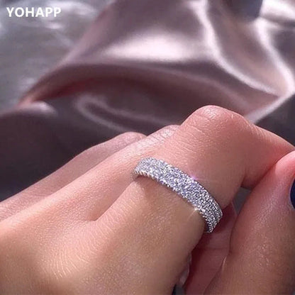 YOHAPP Exquisite Fashion Silver Ring Natural White Sapphire Charming Diamond Inf
