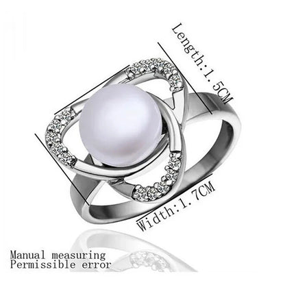 Flowers Bead Inlay Stud Alloy Earrings Necklace Ring Set for Women
