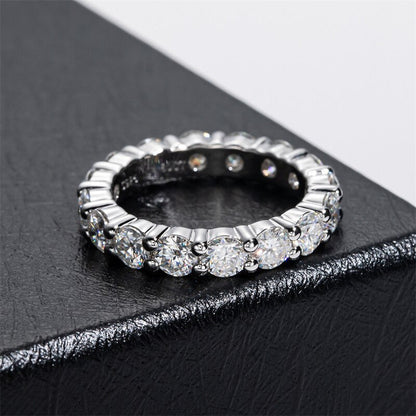 4Mm D Color Moissanite Diamond Eternity Wedding Ring 925 Silver Engagement Band
