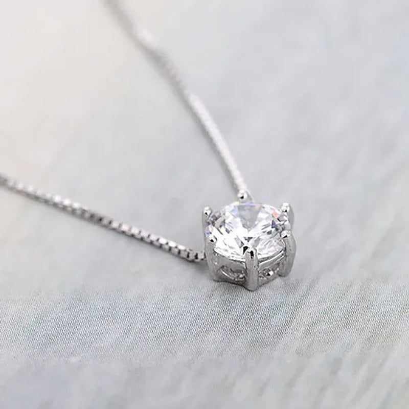 Women Simple Trendy Zircon Rhinestone Choker Necklace Shine Diamond Silver Chain