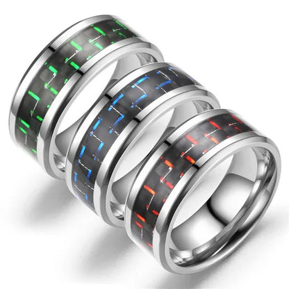 8MM Mens 6 Colors Ceramic Ring Wedding Band with Red Carbon Fiber Inlay Sizes 6