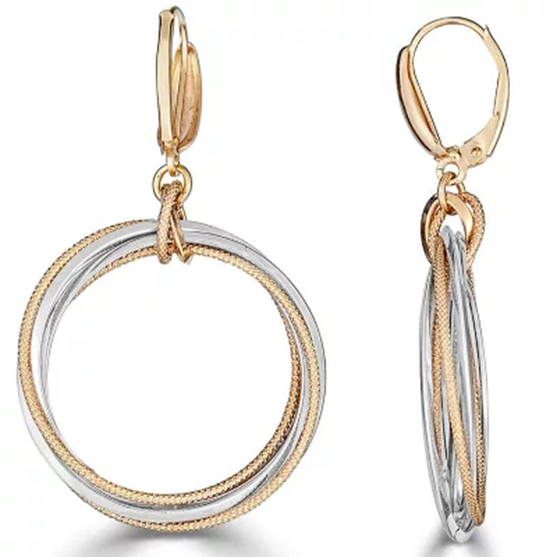 14K Two-Tone Textured Multi Circle Earrings