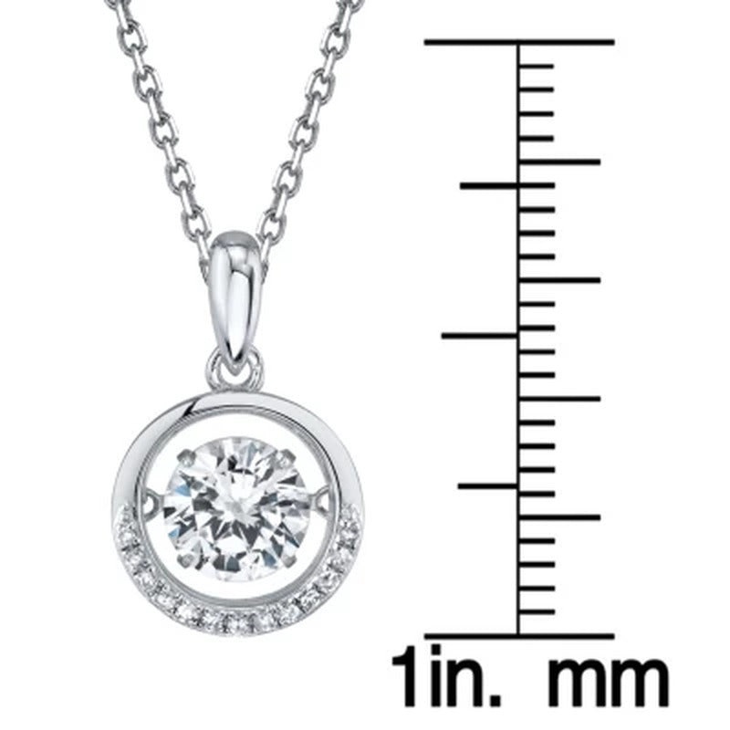 Sterling Dancing Gemstone Circle with 0.05 CT. T.W. Diamonds Pendant