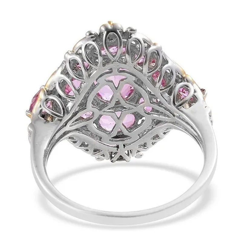 925 Sterling Silver &Ruby Gemstones Women'S Engagement Ring and Wedding Band Jew