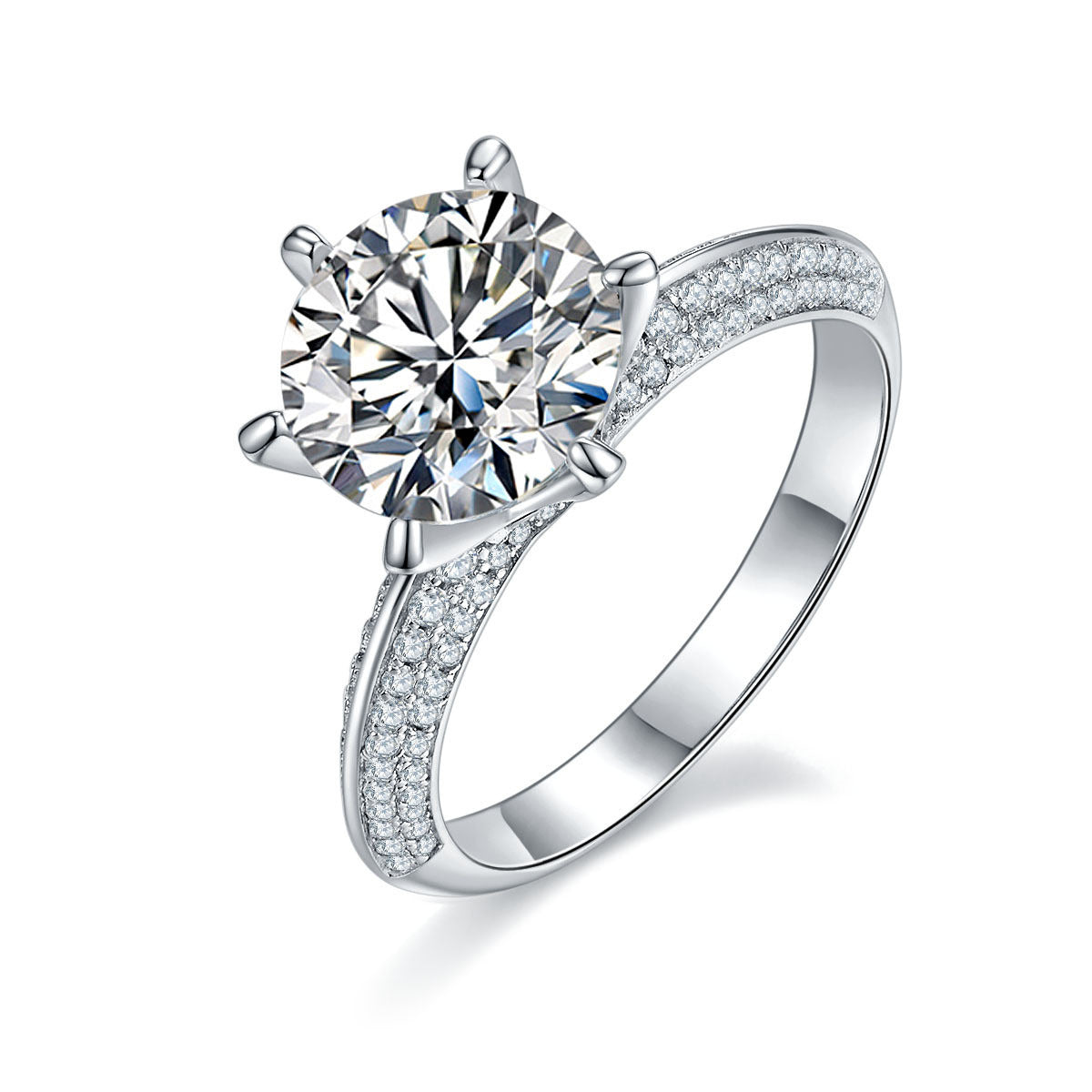 S925 Silver Plated White Gold Moissanite Diamond Ring for Women