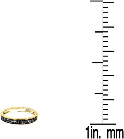 0.12 Carat (Ctw) round Black Diamond Thin Milgrain Stackable Wedding Band Ring f
