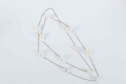 Diamond Scene Baroque Pearl Black Diamond Gold Long Chain Necklace