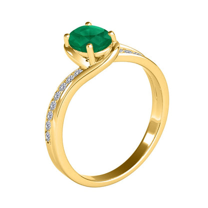 Mauli Jewels Engagement Rings for Women 0.95 Carat Oval Shape Emerald & round Wh