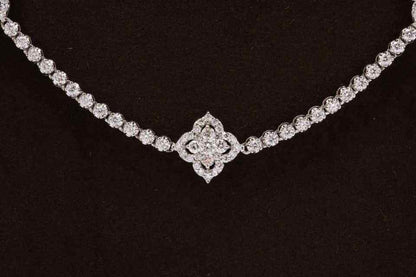 Long Diamond Tennis Necklace with Diamond Motifs
