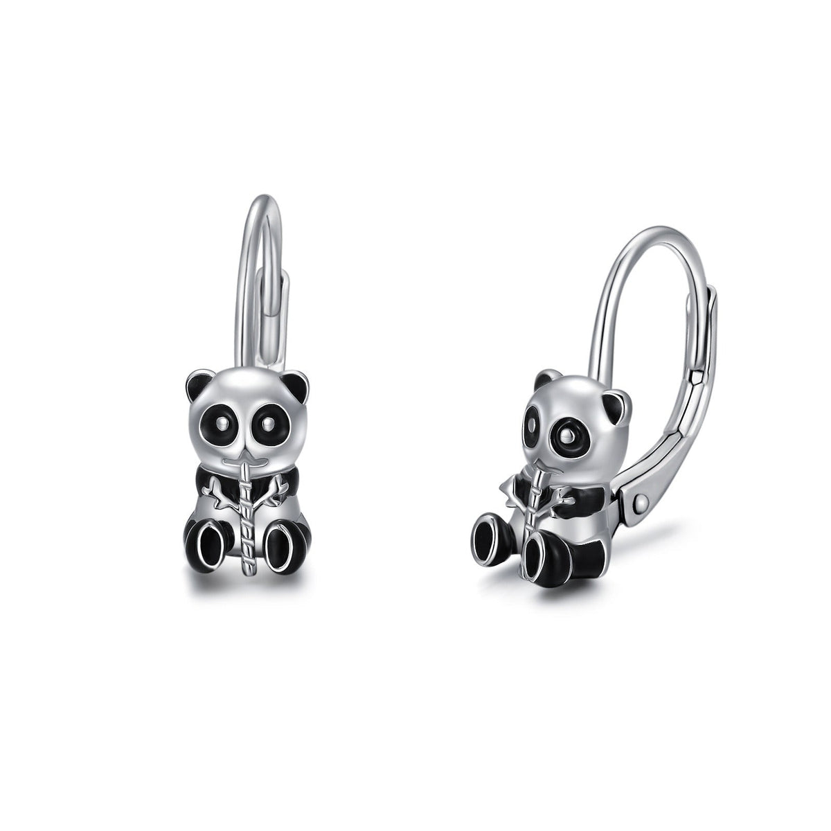 Panda Hoop Earrings 925 Sterling Silver Small Huggie Hoop Animal Earrings for Se