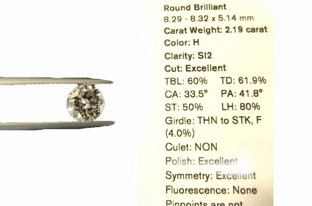 ROUND BRILLIANT DIAMOND H SI2 TRIPLE EXCELLENT LOOSE DIAMOND CERTIFIED