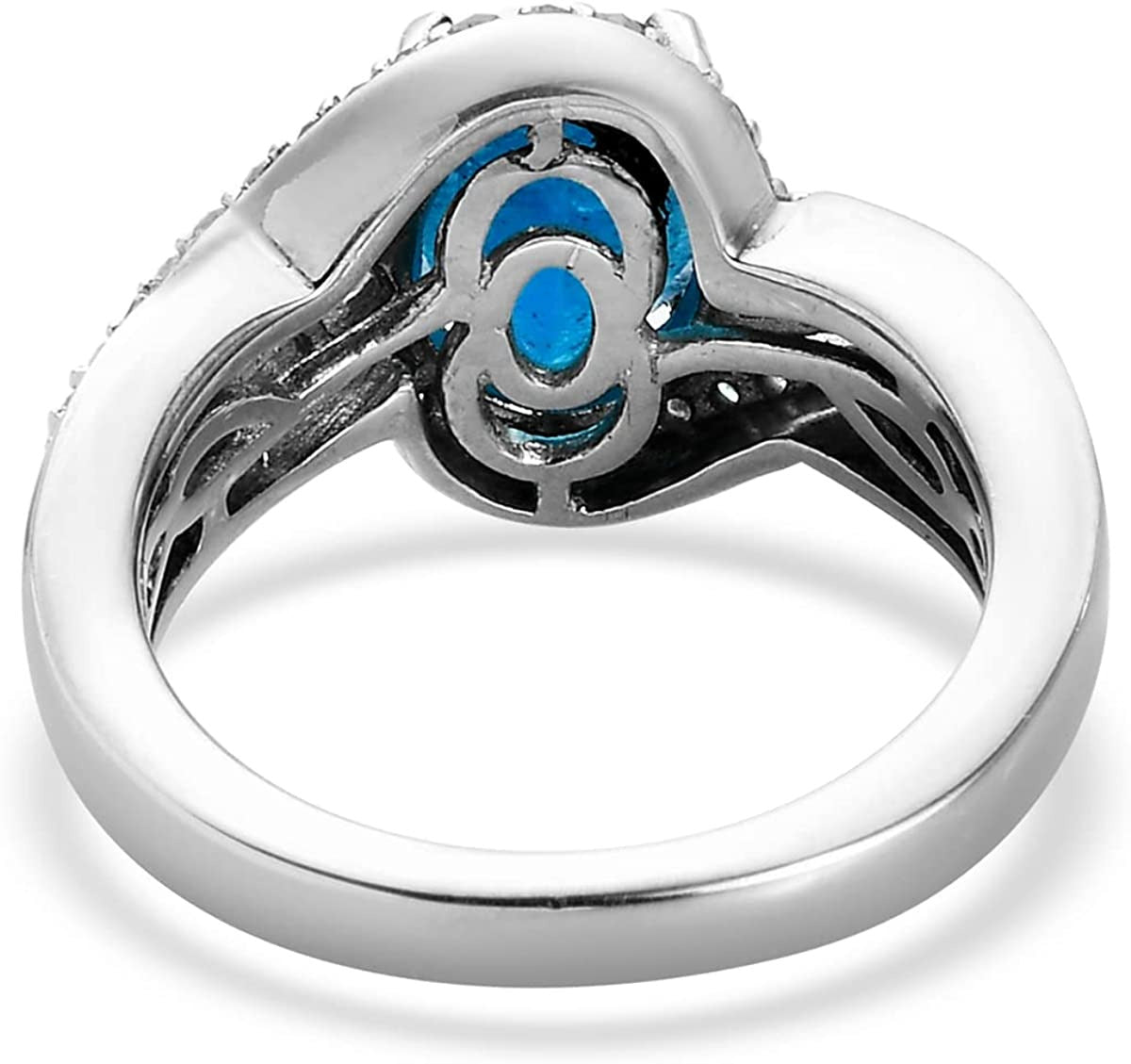Shop LC Real Diamond Platinum Plated Neon Apatite Engagement Ring for Women Ct 2
