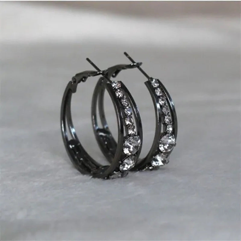Exquisite Women'S 18K Gold Rhinestone Inlaid Big Diamond Hoop Hoop Earrings Euro