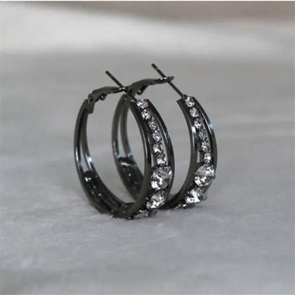 Exquisite Women'S 18K Gold Rhinestone Inlaid Big Diamond Hoop Hoop Earrings Euro