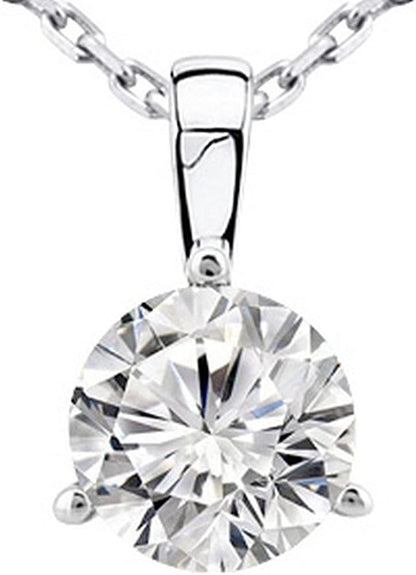 0.5 Carat 14K White Gold round Diamond 3 Prong Solitaire Pendant Necklace J Colo