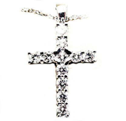 DIAMOND ROUND BRILLIANT SHAPE CROSS PENDANT INCLUDED CHAIN