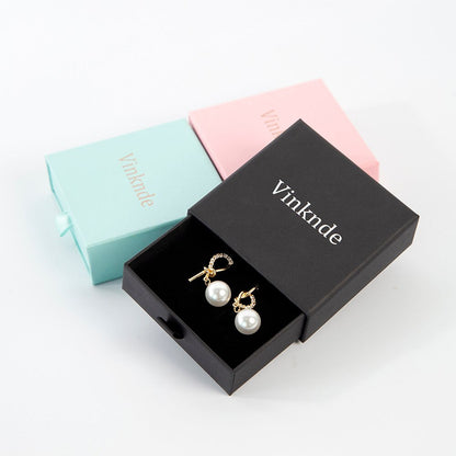 100Pcs Personalized Logo White Paper Drawer Gift Box Custom Chic Small Jewelry
