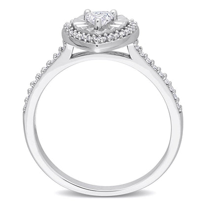 Miabella Women'S 1/3 Carat T.W. Heart-Cut Diamond 14Kt White Gold Halo Engagemen