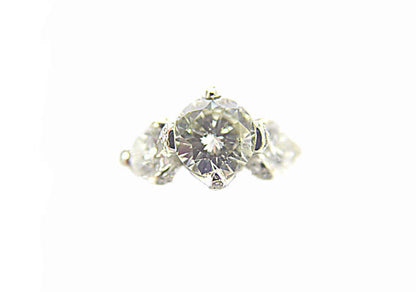 CERTIFIED 3 STONE H SI2 PLATINUM ROUND CENTER 8.44X8.43X5.42MM 2 SIDE 5.98X