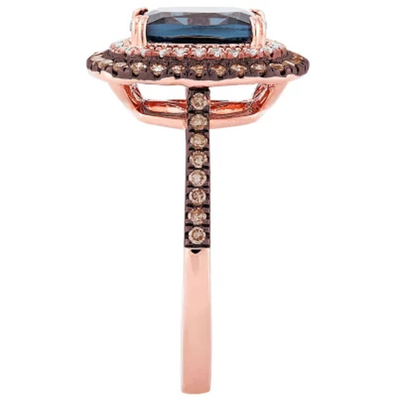 Cushion-Cut London Blue Topaz Ring with 0.37 CT. T.W. Diamonds in 14K Rose Gold
