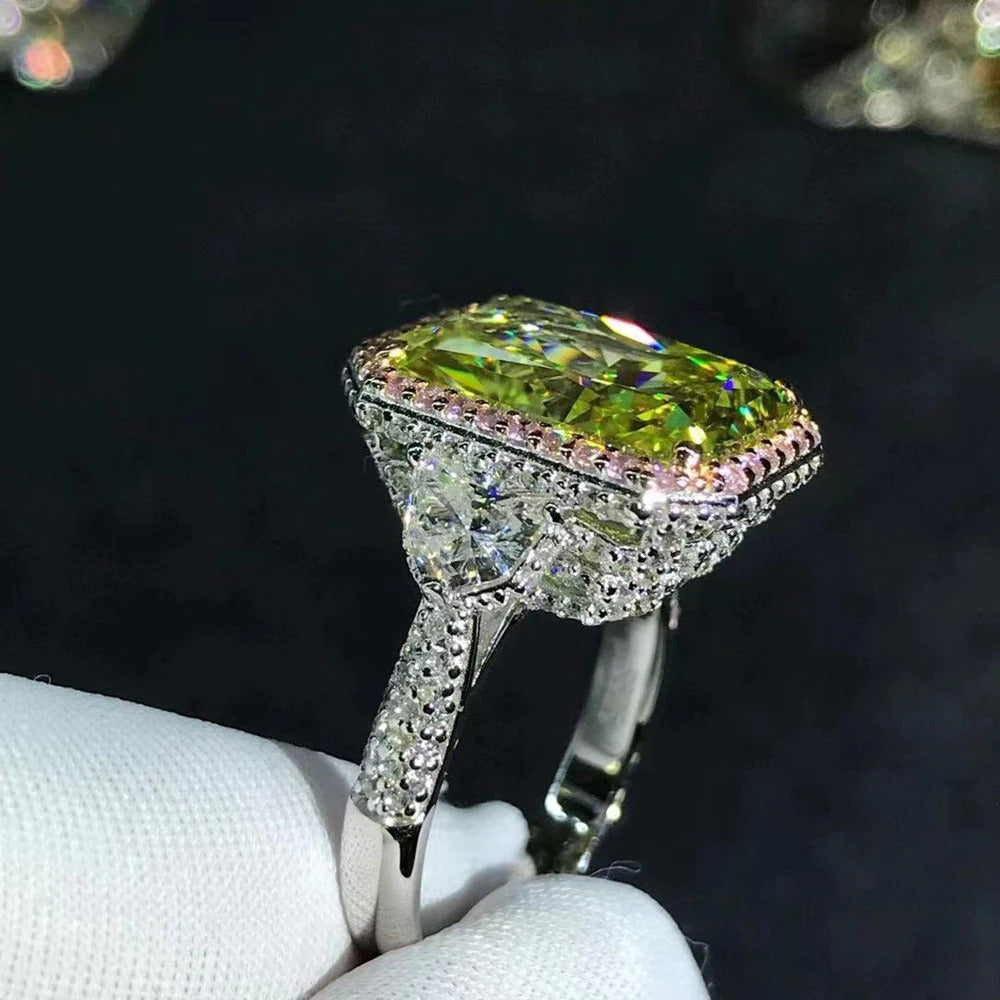 Luxury 100% 925 Sterling Silver 3EX 6CT VVS Apple Green Created Moissanite