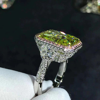 Luxury 100% 925 Sterling Silver 3EX 6CT VVS Apple Green Created Moissanite