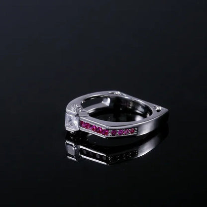 925 Silver Anniversary Statement Natural Gemstones White Sapphire Ruby Ring New