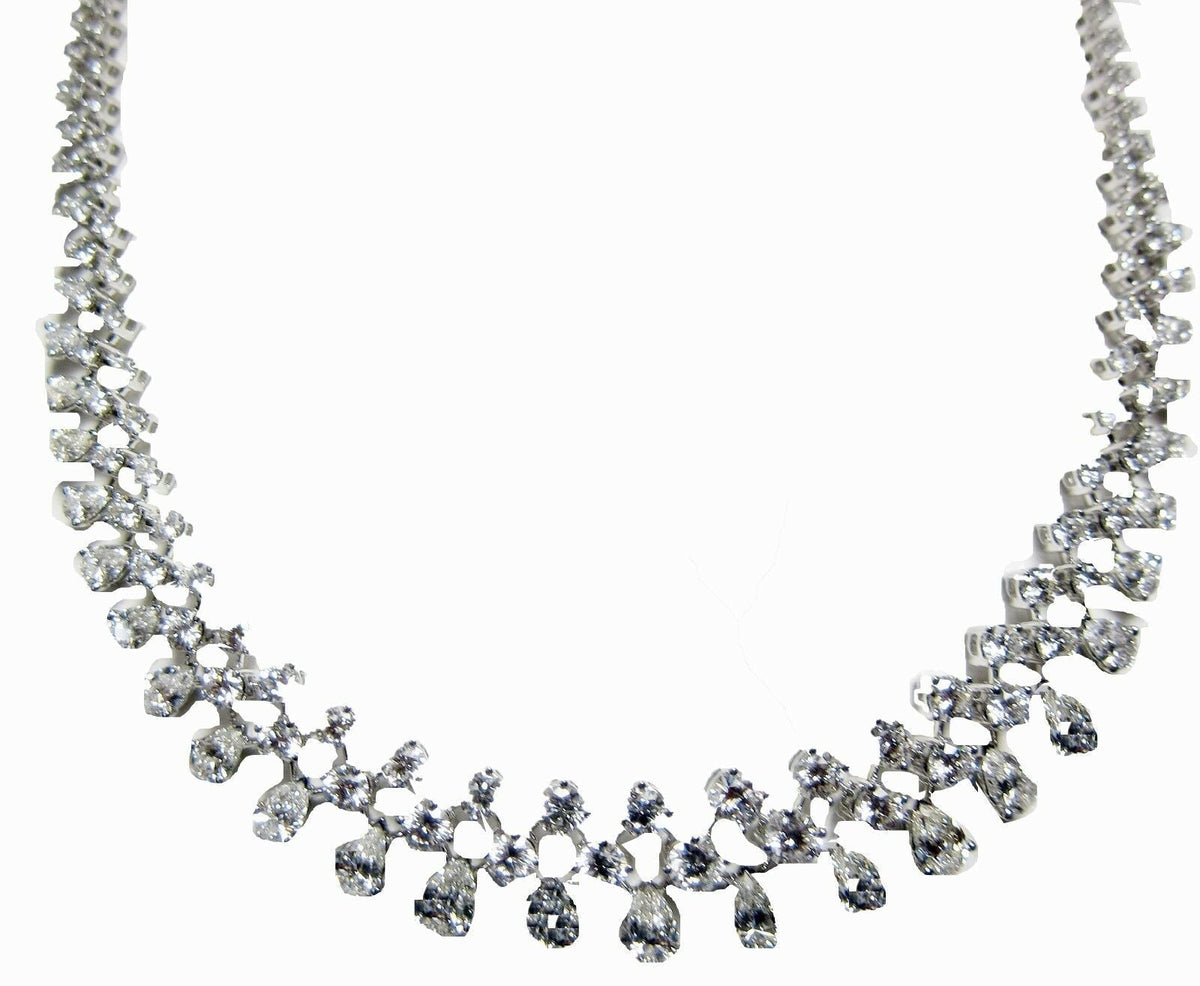DIAMOND NECKLACE ROUND BRILLIANT DIAMOND NECKLACE DANGLE PEAR DIAMOND NECKLACE