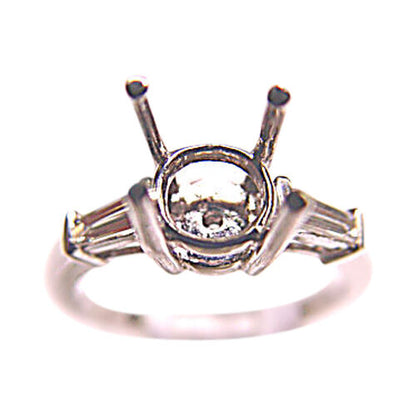 DIAMOND 2 TAPERED BAGUETTE SHAPE SETTING 4 PRONG DIAMOND ENGAGEMENT RING SETTING