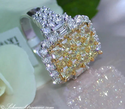 Sparkling 925 Sterling Silver Natural Gemstone Citrine Diamond Cluster Ring Part