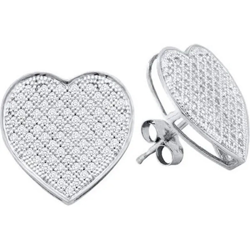 0.05Ctw Diamond Heart Earrings - 10KWG