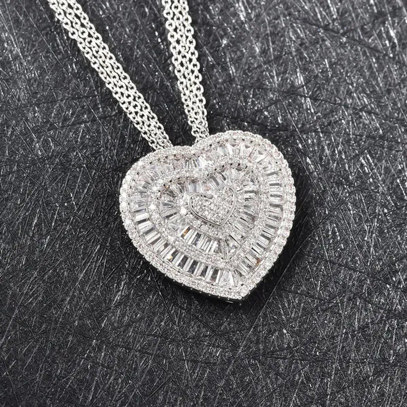 Shop LC Platinum Plated Statement Cubic Zirconia Love Pendant Necklace for Women