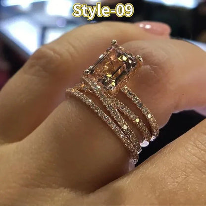 9 Style Exquisite Fashion Rings for Women Elegant Fashion Jewelry Natural Gemsto