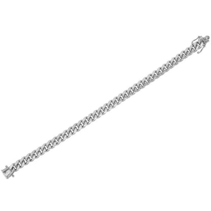 Italian Sterling Diamond-Cut Cuban Chain Bracelet, 8.5"