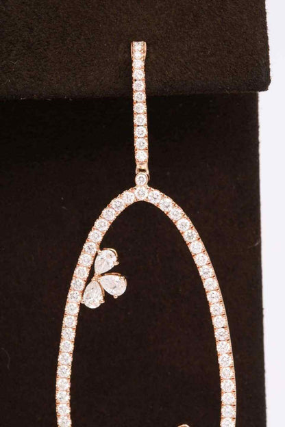 Diamond Dangle Earring with Flowers Rose Gold