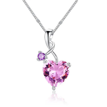 Heart - Shaped Gem Pendant Set with Diamond Simple Original Necklace Ring Neckla