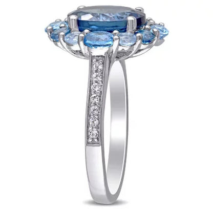 London-Blue Topaz Sky-Blue Topaz and Swiss-Blue Topaz and White Topaz Cocktail R