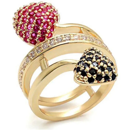 Women Imitation Gold Brass Ring with Synthetic in Ruby - Size 9