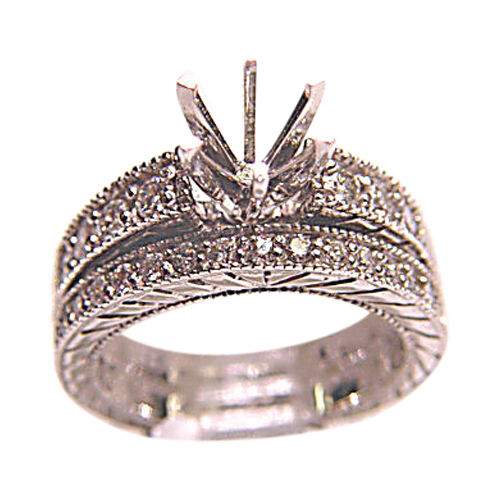 DIAMOND ROUND BRILLIANT ENGAGEMENT 2 PIECE SET 6 PRONG