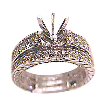 DIAMOND ROUND BRILLIANT ENGAGEMENT 2 PIECE SET 6 PRONG