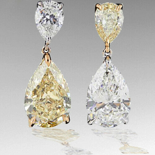 Incredible GIA certified Yellow and White Diamond Two Color Gold Earrings
